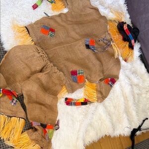 Scare crow Patchwork Burlap Costume with Fringe Halloween